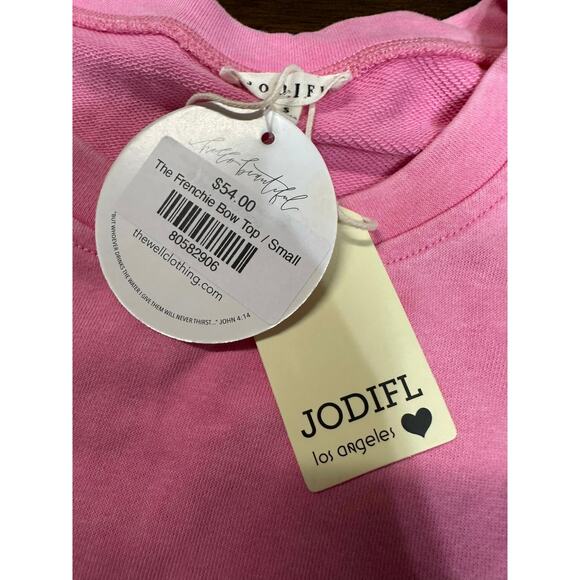 Jodifl Frenchie Bow Top Women Small Pink Preppy University Sorority Comfy Lounge - Picture 3 of 8